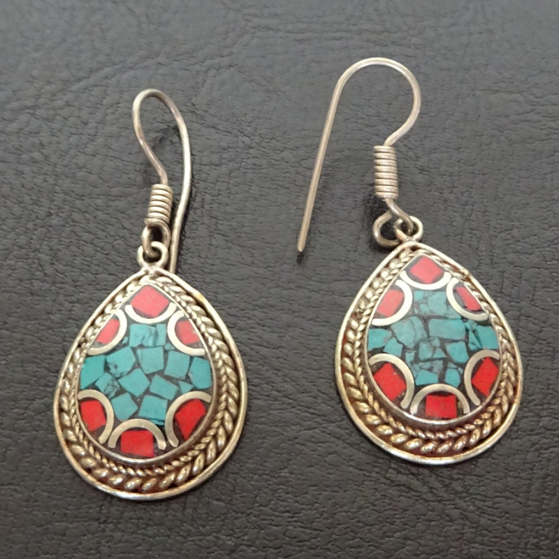 Boucles d'oreilles tibétaines Pabu