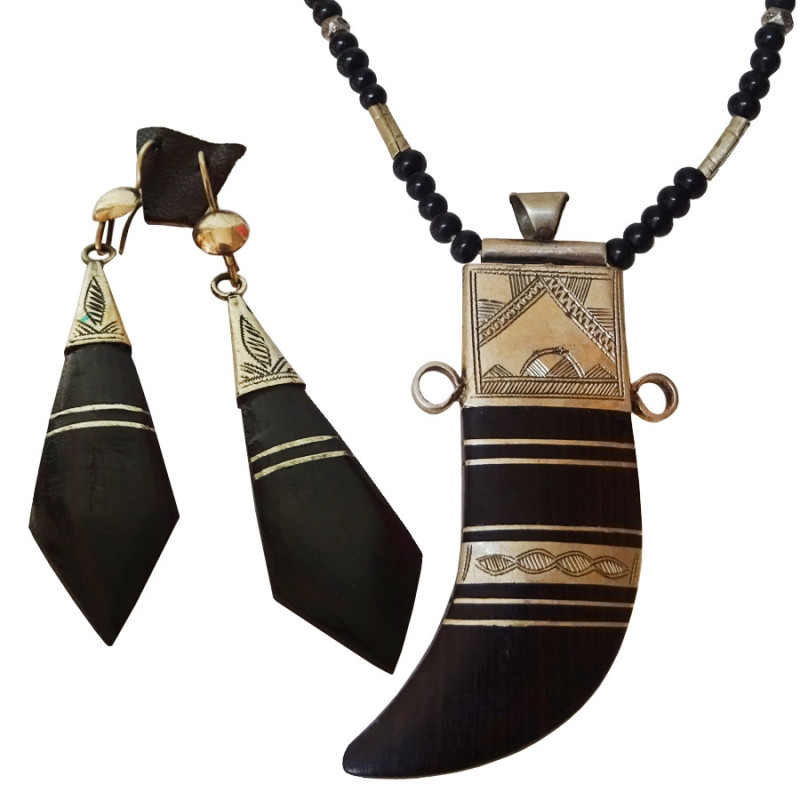 Collier Touareg et Boucles d'oreilles Azerwal