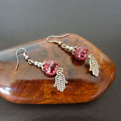 Boucles d'oreilles orientale main de fatma